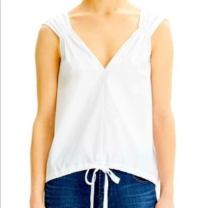 Theory Balloon Perfect Cotton Tie-Waist Sleeveless Top, White - Size Large